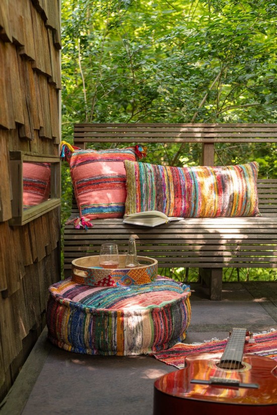 Jolipa Coussin Chindi Floches Coton Polyester Rose.