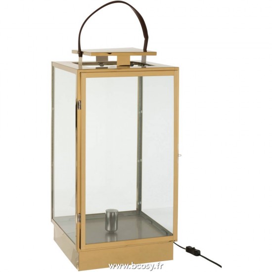 J Line Lanterne Lampe Metal Verre Or 60H JLine 5182 by Jolipa 5182.
