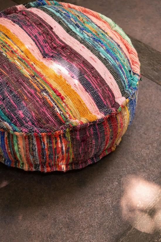 Jolipa Pouf Chindi Rond Coton Polyester Mix.