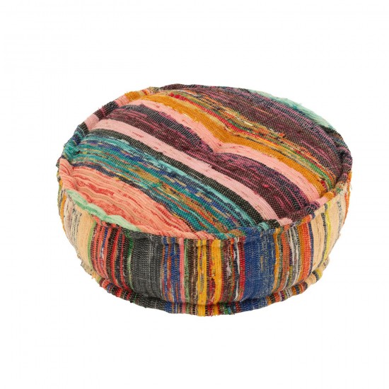 J Line Pouf Chindi Rond Coton Polyester Mix L55xB55xH20 cm JLine 51822 by Jolipa 51822.