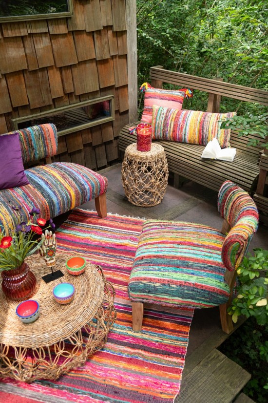 J-Line Asiento 2 Personas Chindi Madera/Textil Mixto.