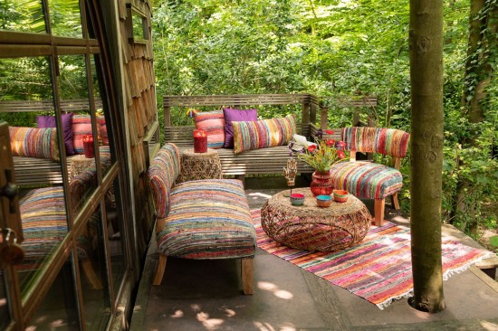 J-Line J Line fauteuils Jolipa Fauteuil 2 Personnes Chindi Bois Textile Mix.