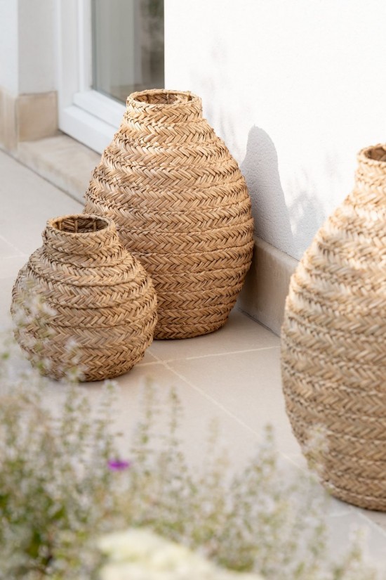 Jolipa Vase Tressé Jonc De Mer Naturel Large.