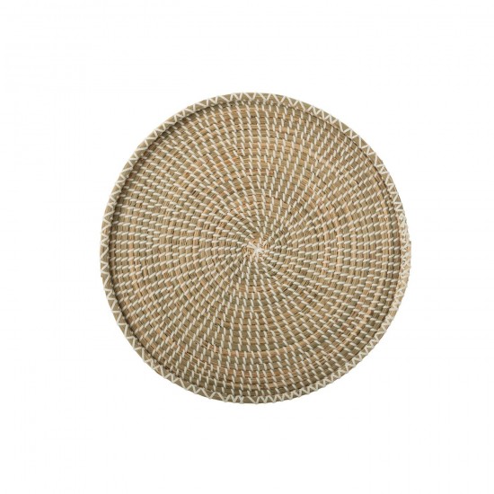 J-Line J Line plateaux plats Jolipa Plateau Rond Jonc De Mer Plastique Naturel Blanc.