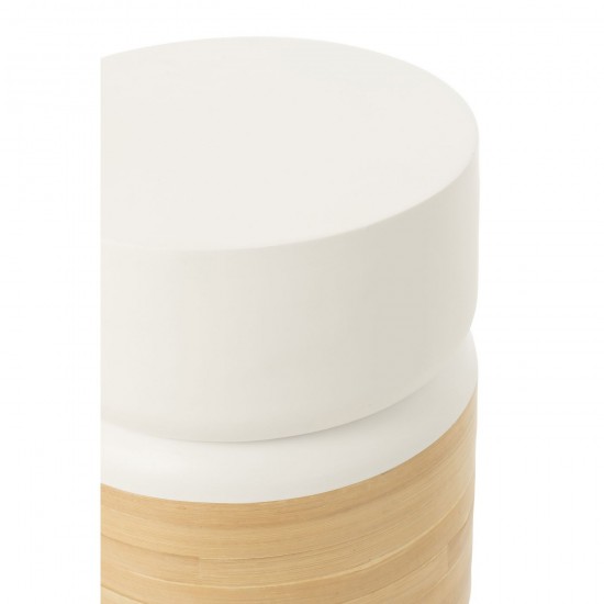 J-Line J Line tables d appoint bouts de canapé Jolipa Table D Appoint Rond Bambou Blanc Naturel.