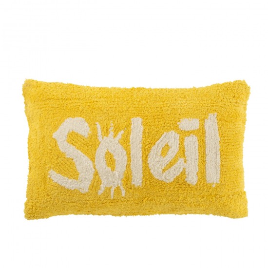 J Line Coussin Soleil Tufté Coton Jaune Blanc L30xB50xH15 cm JLine 51887 by Jolipa 51887.