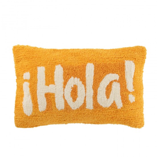 J Line Coussin Hola Tufté Coton Orange Blanc L30xB50xH15 cm JLine 51888 by Jolipa 51888.