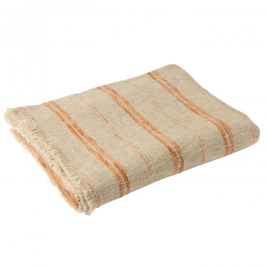 J Line Plaid Lignes Lin Coton Beige Rouille L130xB180 cm JLine 51931 by Jolipa 51931.