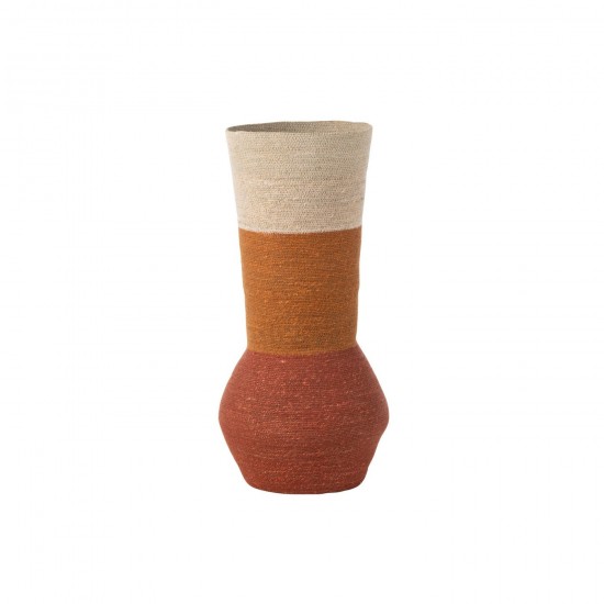 J Line Vase Rayures Jonc De Mer Naturel Rouille Terracotta L27xB27xH68 cm JLine 51954 by Jolipa 51954.
