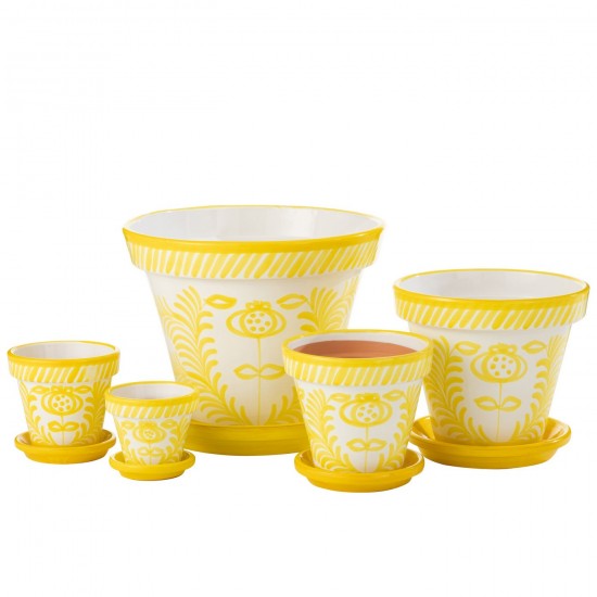 J-Line J Line cachepots de fleur Jolipa Flowerpot Plate Granada Handmade Painted Ceramic Yellow Extra Large.