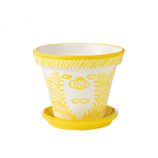 J Line Flowerpot+Plate Granada Handmade+Painted Ceramic Yellow Extra Large L50xB50xH40 cm JLine 52014 by Jolipa 52014.