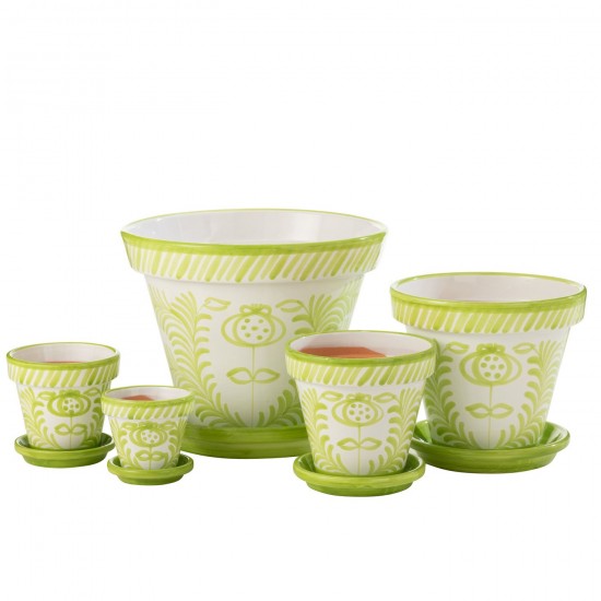 J-Line J Line cachepots de fleur Jolipa Flowerpot Plate Granada Handmade Painted Ceramic Green Extra Large.