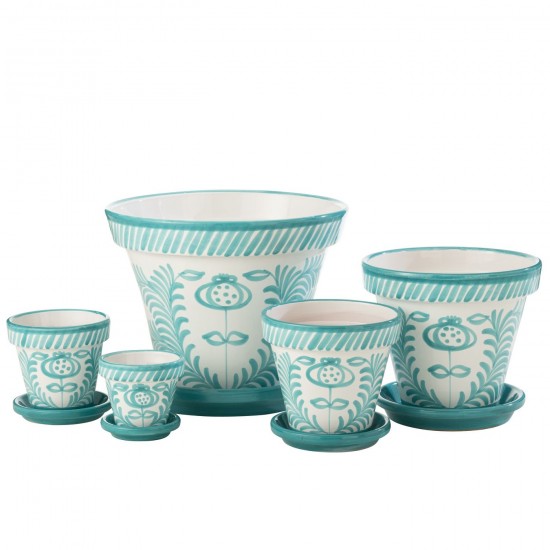 J-Line J Line cachepots de fleur Jolipa Flowerpot Plate Granada Handmade Painted Ceramic Aqua Extra Large.