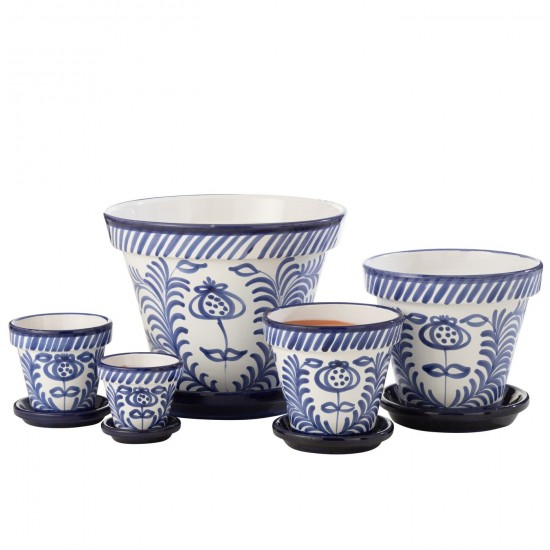 J-Line J Line cachepots de fleur Jolipa Flowerpot Plate Granada Handmade Painted Ceramic Cobalto Blue Extra Large.