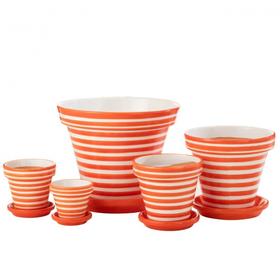 J-Line J Line cachepots de fleur Jolipa Flowerpot Plate Granada Stripes Handmade Painted Ceramic Naranja Extra Large.