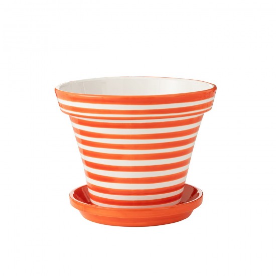 J Line Flowerpot+Plate Granada Stripes Handmade+Painted Ceramic Naranja Extra Large L50xB50xH40 cm JLine 52044 by Jolipa 52044.