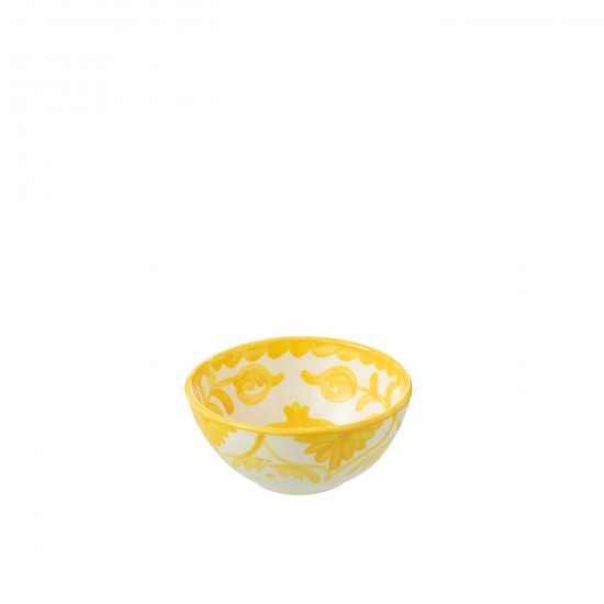 J Line Bowl Granada High Ceramic White Yellow Small L14xB14xH7 cm JLine 52064 by Jolipa 52064.