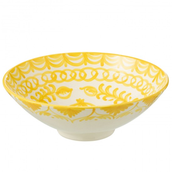 J Line Lebrillo Bowl Granada Ceramic White Yellow L40xB40xH15 cm JLine 52067 by Jolipa 52067.