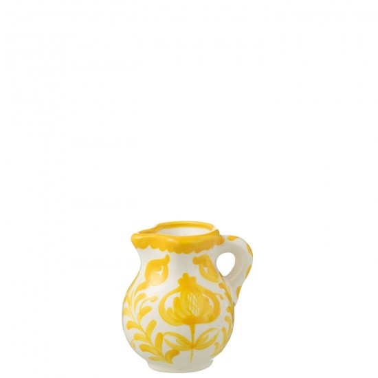 J Line Pitcher Granada Ceramic White Yellow Small L12xB12xH13 cm JLine 52072 by Jolipa 52072.