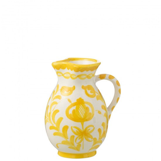 J Line Pitcher Granada Ceramic White Yellow Medium L17xB17xH21 cm JLine 52073 by Jolipa 52073.