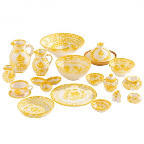 J-Line J Line série de vaisselle Jolipa Ashtray Granada Ceramic White Yellow Large.