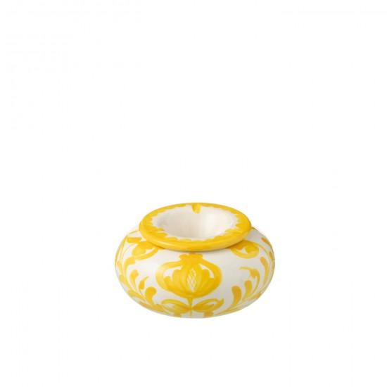 J Line Ashtray Granada Ceramic White Yellow Large L14xB14xH7 cm JLine 52076 by Jolipa 52076.