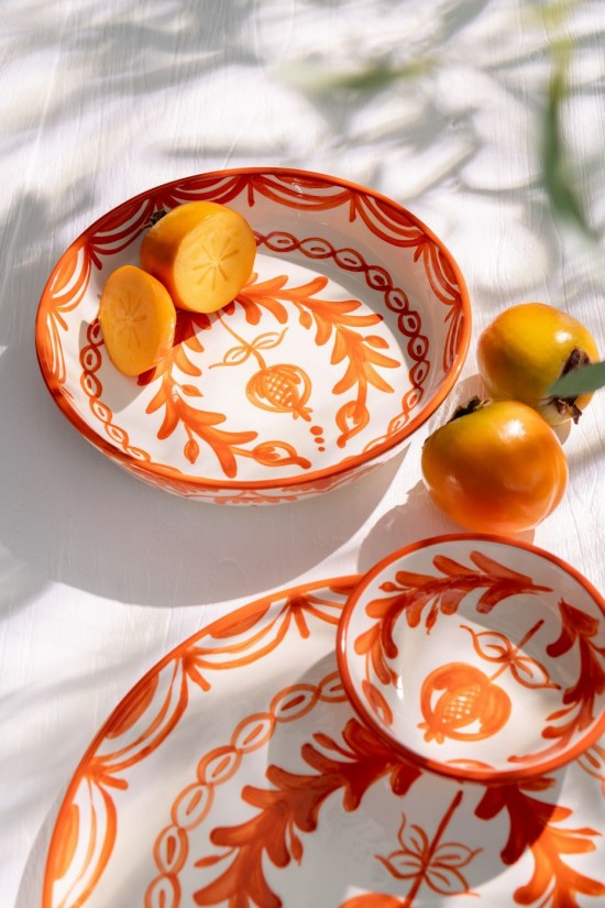 Jolipa Bowl Granada Low Ceramic White Orange Large.