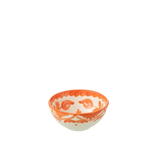 J Line Bowl Granada High Ceramic White Orange Small L14xB14xH7 cm JLine 52081 by Jolipa 52081.