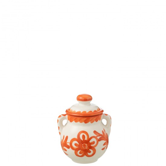 J Line Jar Granada Ceramic White Orange L16xB16xH21 cm JLine 52088 by Jolipa 52088.