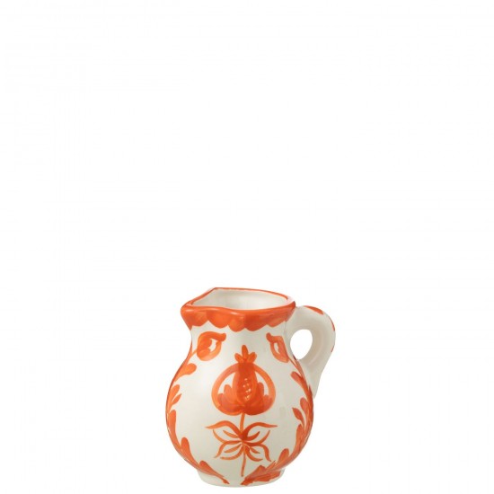 J Line Pitcher Granada Ceramic White Orange Small L12xB12xH13 cm JLine 52089 by Jolipa 52089.
