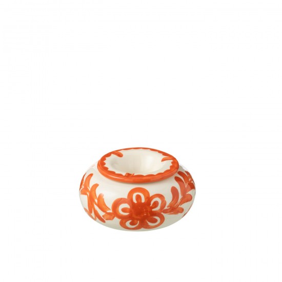 J Line Ashtray Granada Ceramic White Orange Large L14xB14xH7 cm JLine 52093 by Jolipa 52093.