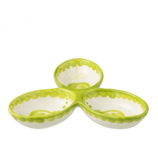 J Line Apero Dish Granada Clover Ceramic White Green L24xB24xH4 cm JLine 52095 by Jolipa 52095.