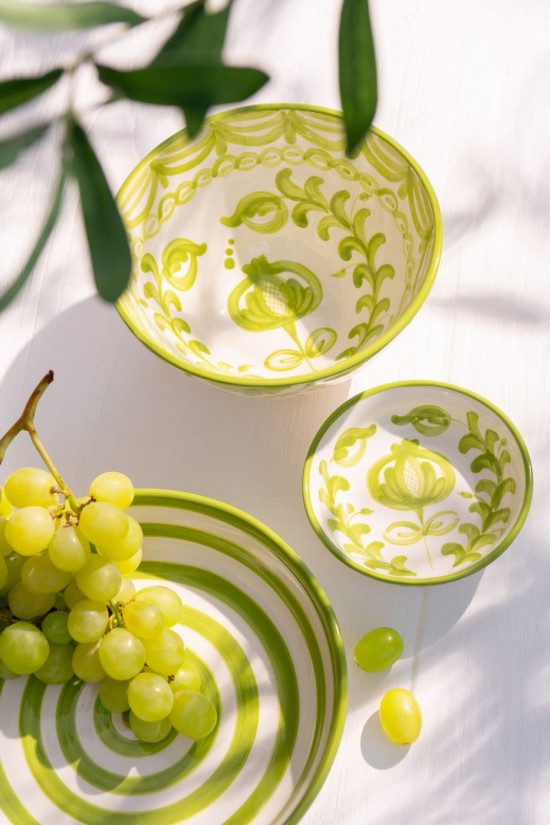 Jolipa Bowl Granada Low Ceramic White Green Small.