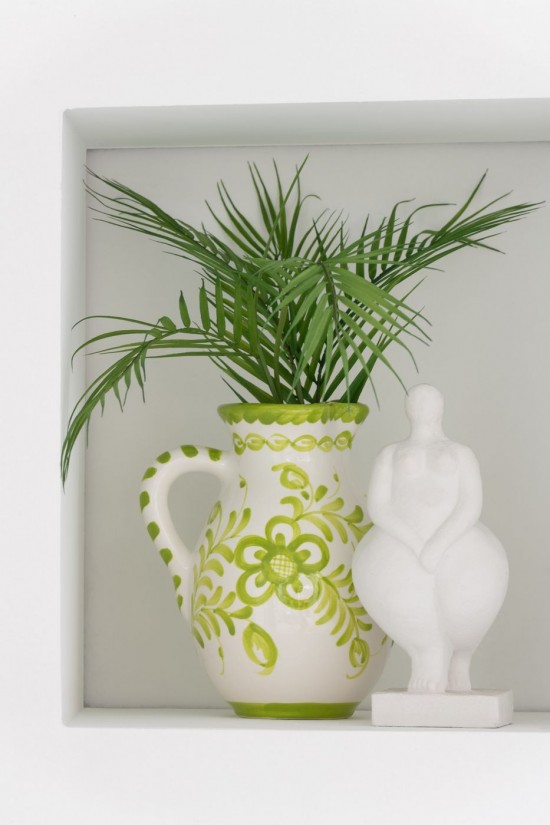 Jolipa Pitcher Granada Ceramic White Green Medium.