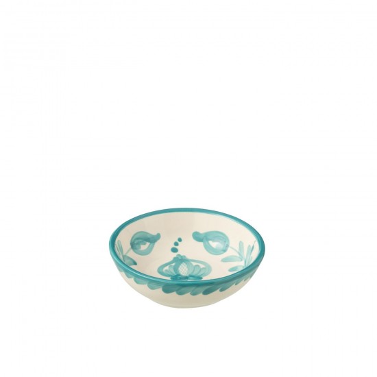J Line Bowl Granada Low Ceramic White Aqua Small L14xB14xH6 cm JLine 52113 by Jolipa 52113.