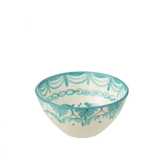 J Line Bowl Granada High Ceramic White Aqua Medium L22xB22xH10 cm JLine 52116 by Jolipa 52116.