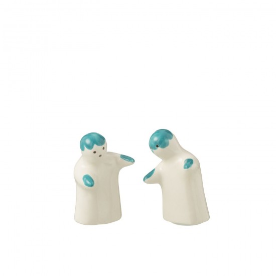 J-Line J Line série de vaisselle Jolipa Salt Pepper Granada Ceramic White Aqua.
