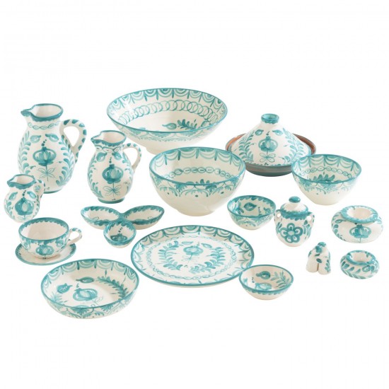 J-Line J Line série de vaisselle Jolipa Ashtray Granada Ceramic White Aqua Large.