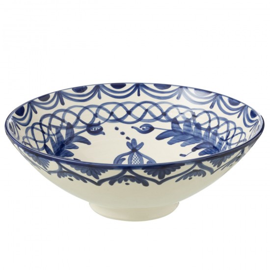 J Line Lebrillo Bowl Granada Ceramic White Cobalto Blue L40xB40xH15 cm JLine 52135 by Jolipa 52135.