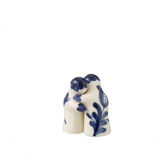 J Line Salt&Pepper Granada Ceramic White Cobalto Blue L7xB5xH8 cm JLine 52137 by Jolipa 52137.