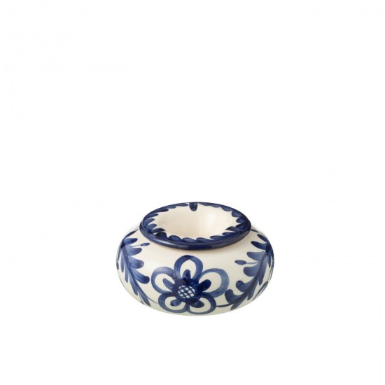 J Line Ashtray Granada Ceramic White Cobalto Blue Large L14xB14xH7 cm JLine 52144 by Jolipa 52144.
