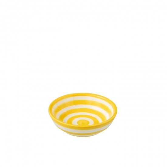 J Line Bowl Granada Stripes Low Ceramic White Yellow Small L14xB14xH6 cm JLine 52147 by Jolipa 52147.