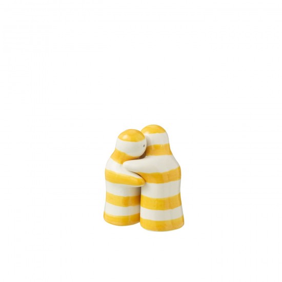 J Line Salt&Pepper Granada Stripes Ceramic White Yellow L7xB5xH8 cm JLine 52154 by Jolipa 52154.