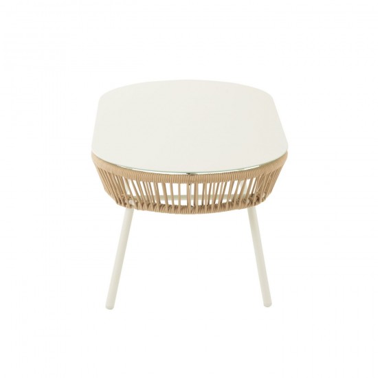 J-Line J Line tables a manger de repas Jolipa Table Poa Fer Polyethylene Blanc.