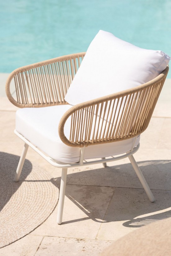 Jolipa Juego De 3 Sillas Hierro Poa/Ratán Blanco.