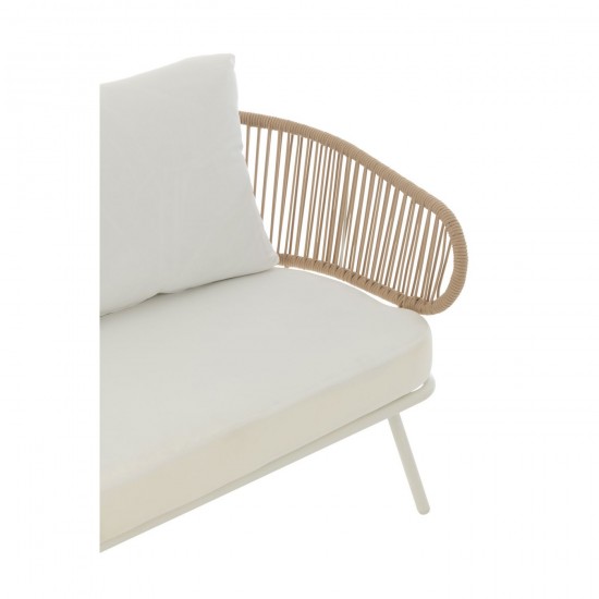 J Line Set De 3 Chaises Poa Fer Rotin Blanc L150xB72xH70 cm JLine 52255 by Jolipa 52255.