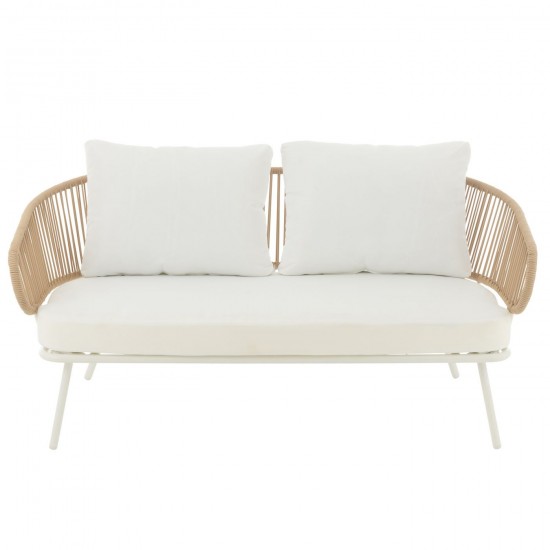 J-Line J Line salons de détente jardin Jolipa Set De 3 Chaises Poa Fer Rotin Blanc.