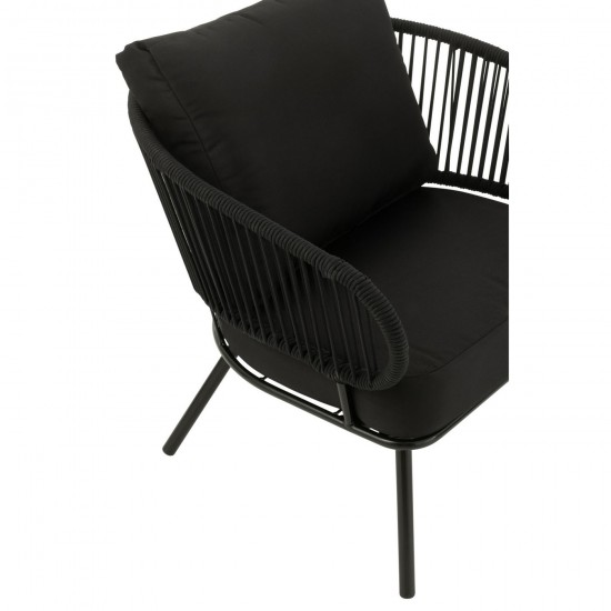 Jolipa Juego De 3 Sillas Poa Hierro/Rottin Negro.