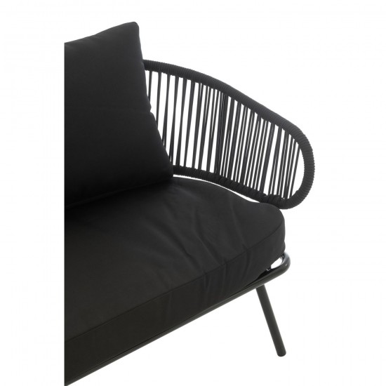 J Line Set De 3 Chaises Poa Fer Rottin Noir L150xB72xH70 cm JLine 52259 by Jolipa 52259.