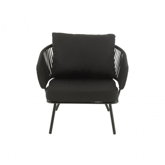 J-Line Set 3 Sedie Poa Metallo/Rattan Nero.